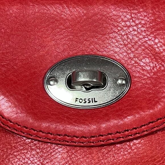 Fossil Marlow Crossbody Flamingo Color Scarlet Turnlock Purse Handbag Used - Picture 6 of 16